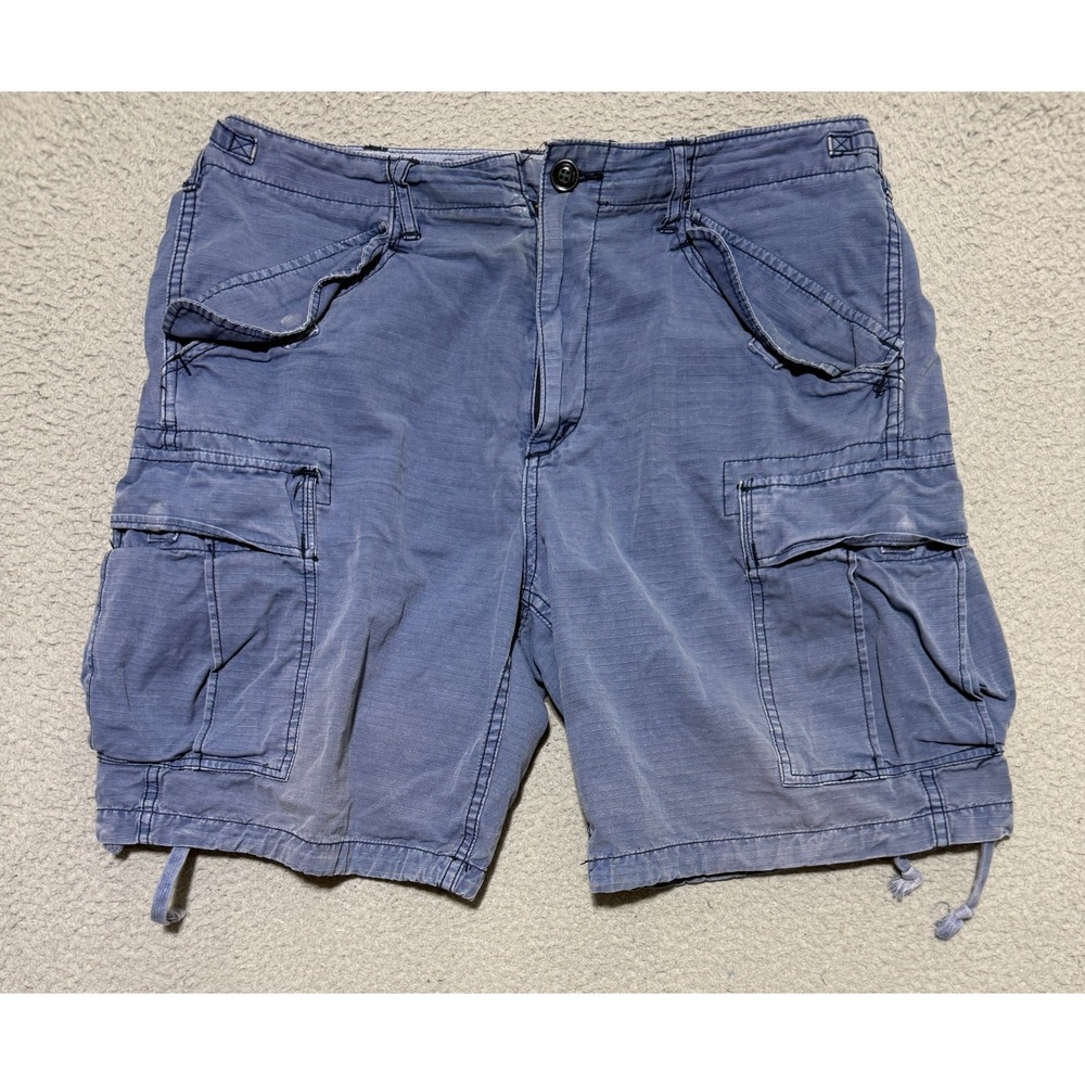 Polo Ralph Lauren Utility Cargo Shorts Distressed Mens Size 34 Blue 8" inseam